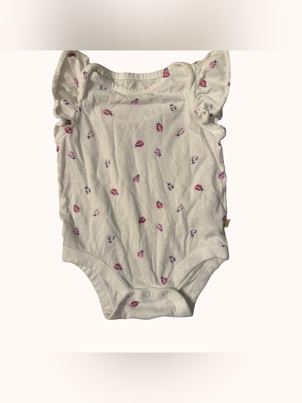 GAP White Baby One-Piece Bodysuit with Pink Ladybug Print